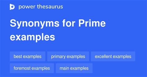 Good and short list of thesaurus for term Prime example. . Prime example synonym